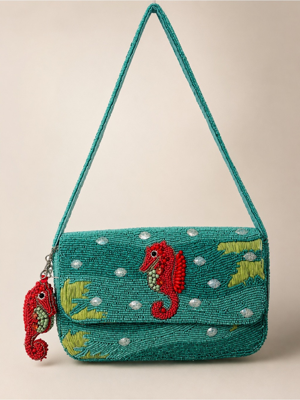 Beaded Seahorse Shoulder Bag